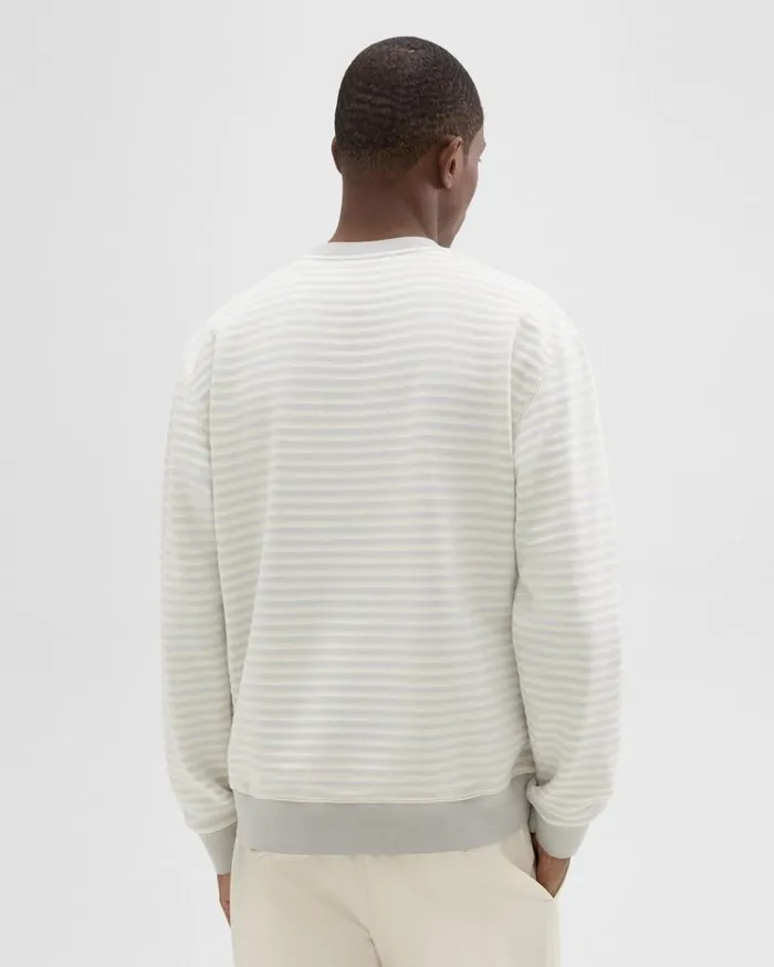 Theory Striped Terry Sweatshirt Ecrusilver Men Sweatshirts Hoodies