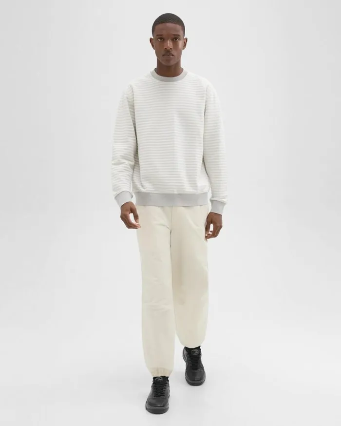 Theory Striped Terry Sweatshirt Ecrusilver Men Sweatshirts Hoodies