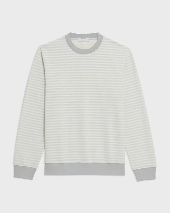 Theory Striped Terry Sweatshirt Ecrusilver Men Sweatshirts Hoodies