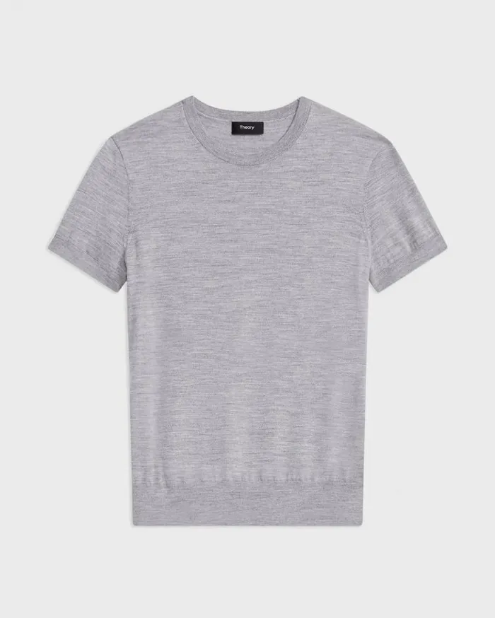 Theory Sweater Tee In Regal Wool Cool Heather Grey Women TShirts Tank Tops