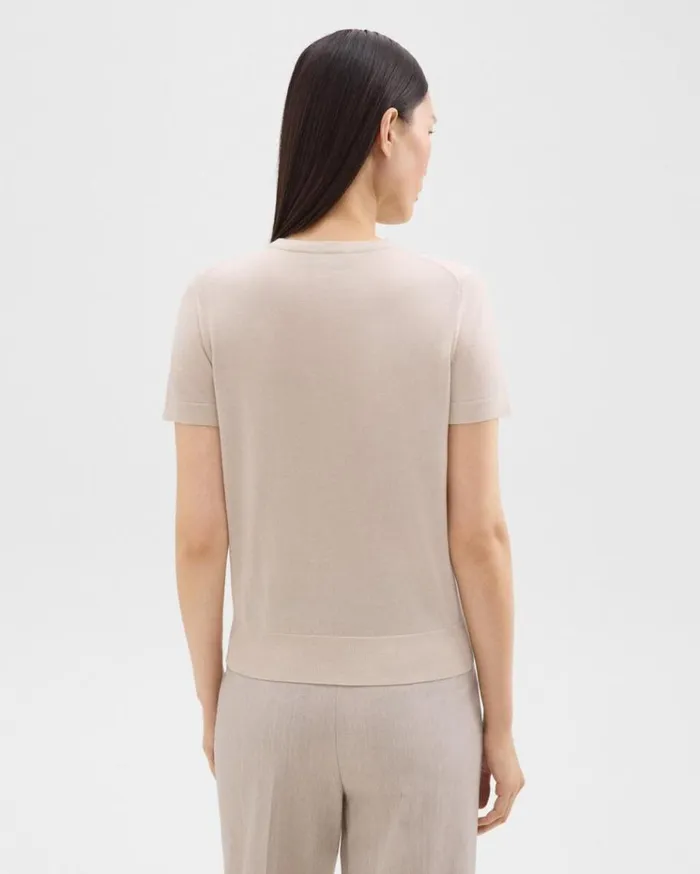 Theory Sweater Tee In Regal Wool Light Oat Women TShirts Tank Tops