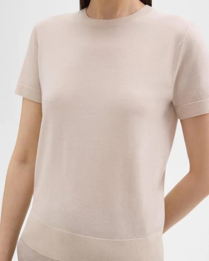 Theory Sweater Tee In Regal Wool Light Oat Women TShirts Tank Tops