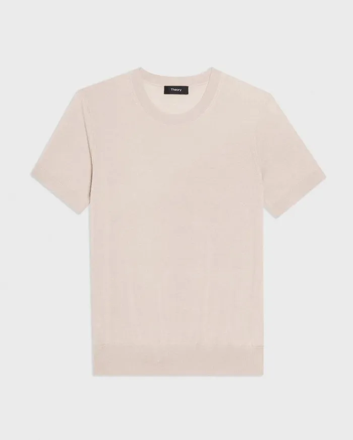 Theory Sweater Tee In Regal Wool Light Oat Women TShirts Tank Tops