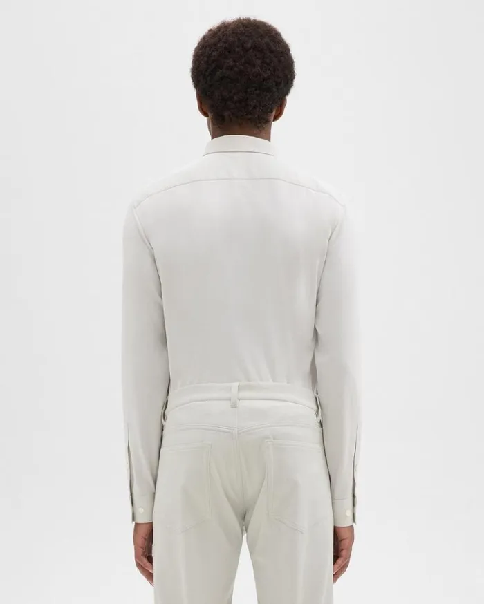 Theory Sylvain Shirt In Structure Knit Limestone Men Shirts