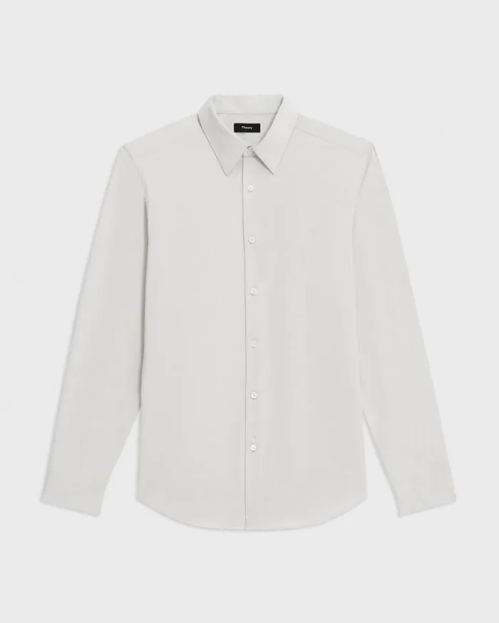 Theory Sylvain Shirt In Structure Knit Limestone Men Shirts