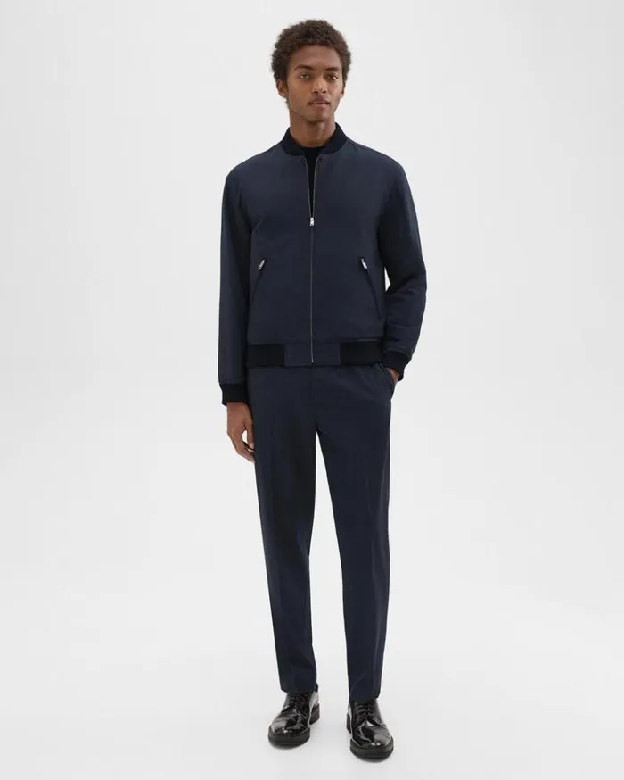 Theory Tailored Bomber Jacket In Stretch Wool Navy Men Outerwear Theory Tailored Bomber Jacket In Stretch Wool Navy Men Outerwear