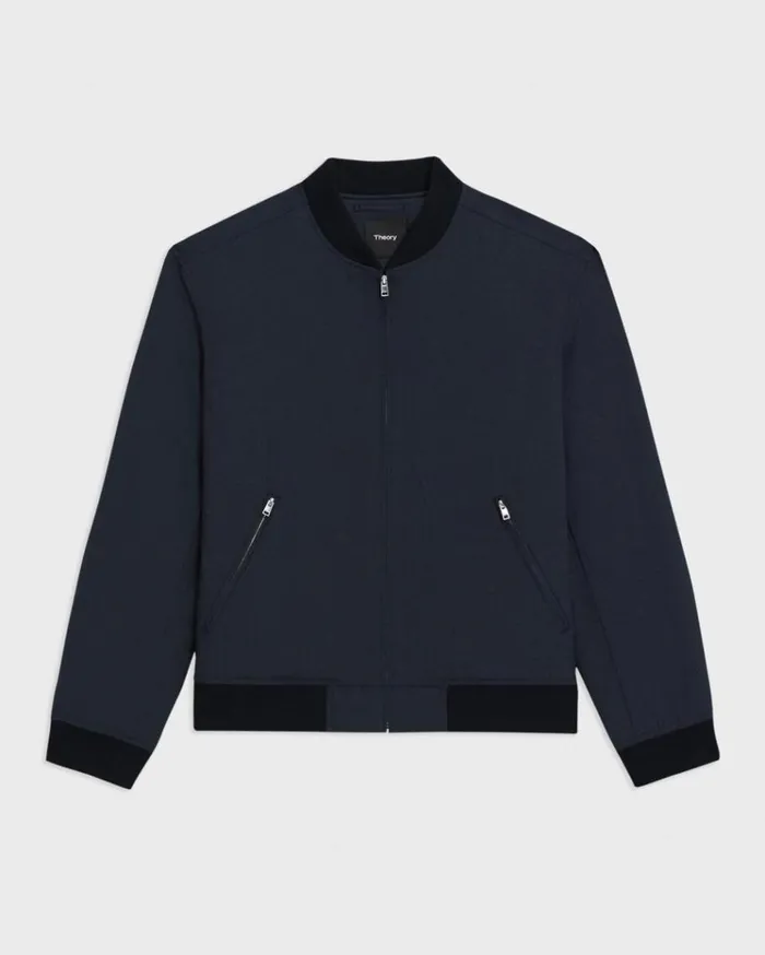 Theory Tailored Bomber Jacket In Stretch Wool Navy Men Outerwear Theory Tailored Bomber Jacket In Stretch Wool Navy Men Outerwear