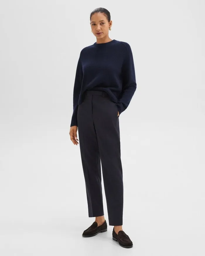 Theory Tapered HighWaist Pant In Sleek Flannel Navy Women Pants