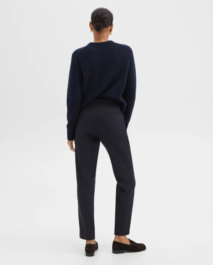 Theory Tapered HighWaist Pant In Sleek Flannel Navy Women Pants