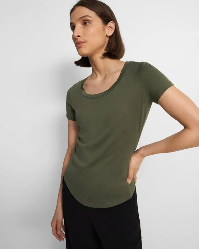 Theory Tiny Scoop Tee In Organic Cotton Rosemary Women TShirts Tank Tops