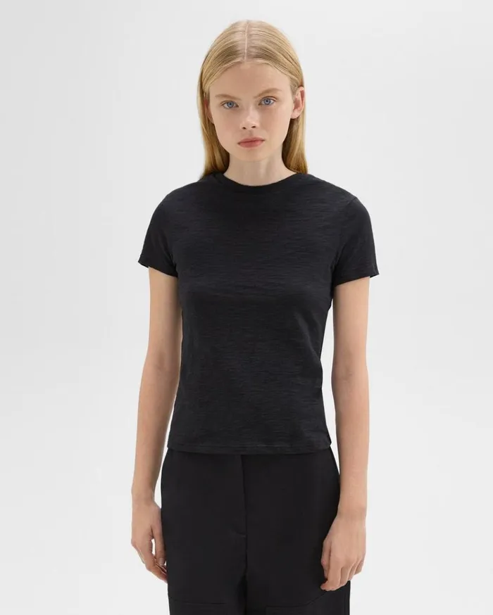 Theory Tiny Tee In Organic Slub Cotton Black Women TShirts Tank Tops