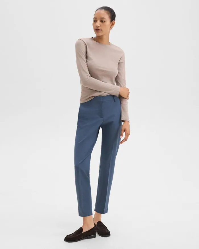 Theory Treeca Pant In Good Wool Ash Blue Women Pants