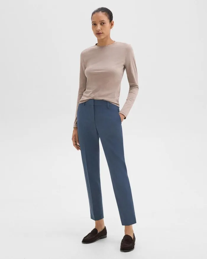 Theory Treeca Pant In Good Wool Ash Blue Women Pants