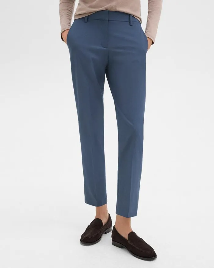 Theory Treeca Pant In Good Wool Ash Blue Women Pants