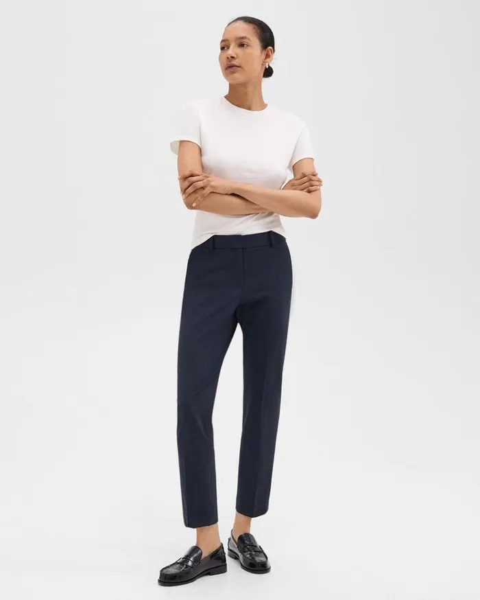Theory Treeca Pant In Good Wool Nocturne Navy Women Pants