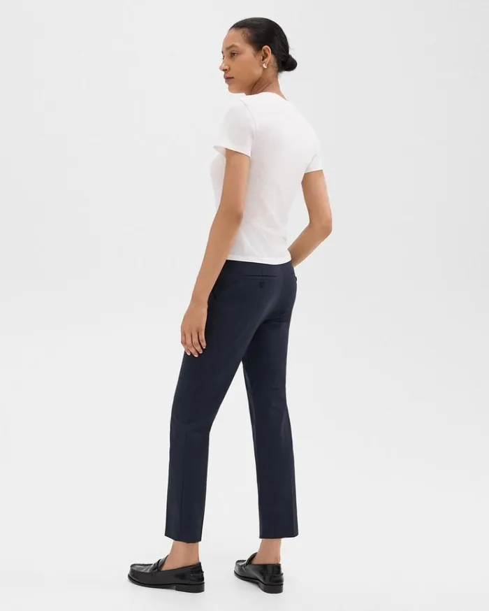 Theory Treeca Pant In Good Wool Nocturne Navy Women Pants
