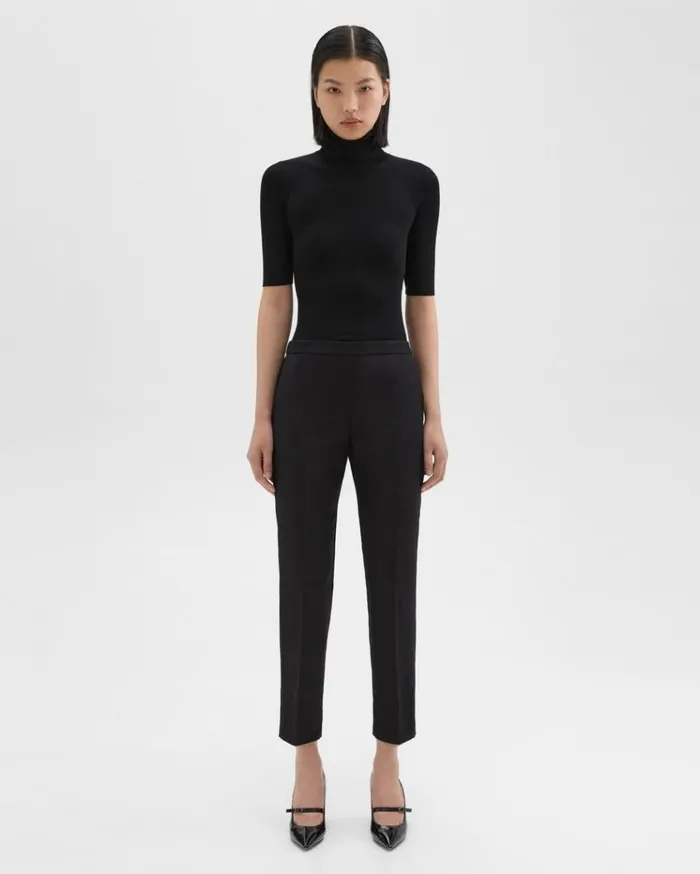 Theory Treeca PullOn Pant In Sleek Flannel Black Women Pants