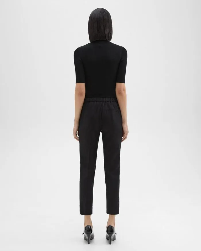 Theory Treeca PullOn Pant In Sleek Flannel Black Women Pants