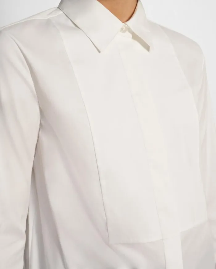 Theory Tuxedo Shirt In Good Cotton White Women Tops