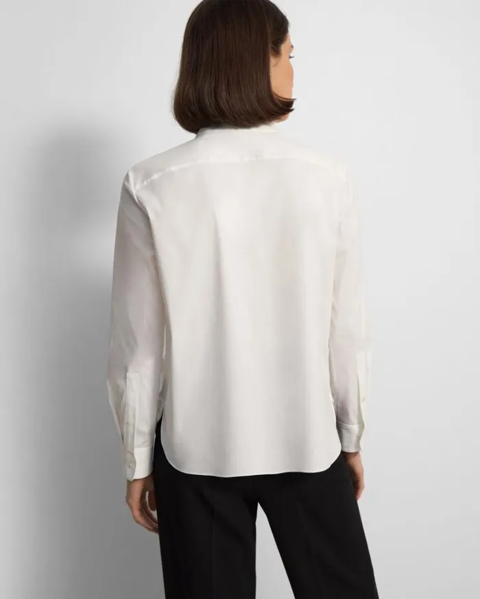 Theory Tuxedo Shirt In Good Cotton White Women Tops