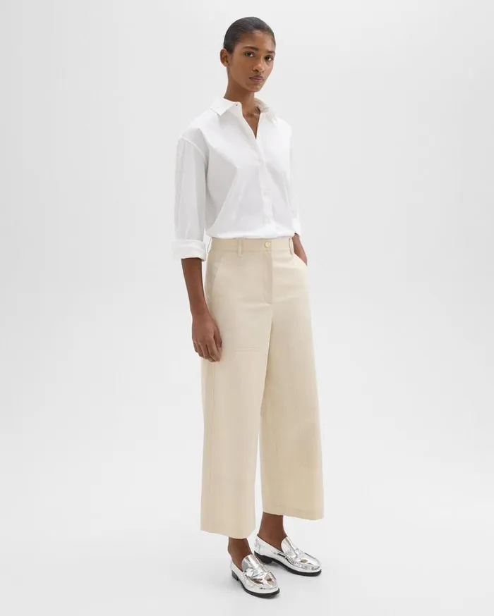 Theory Utility Pant In Organic Cotton Sand Women Pants Theory Utility Pant In Organic Cotton Sand Women Pants