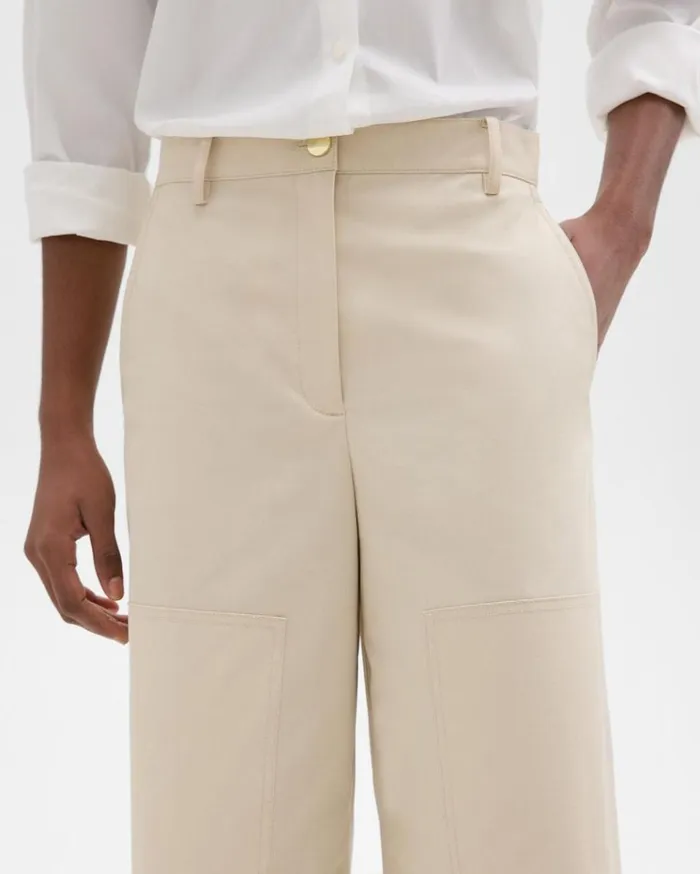 Theory Utility Pant In Organic Cotton Sand Women Pants Theory Utility Pant In Organic Cotton Sand Women Pants