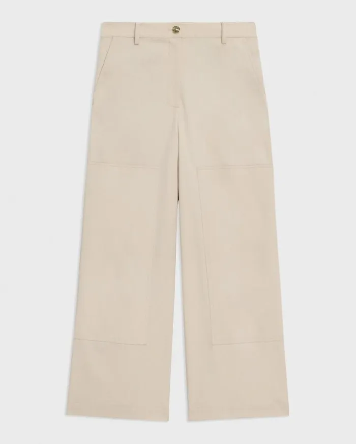 Theory Utility Pant In Organic Cotton Sand Women Pants Theory Utility Pant In Organic Cotton Sand Women Pants