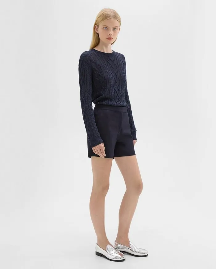 Theory Waist Tab Short In Neoteric Twill Dark Navy Women Pants Theory Waist Tab Short In Neoteric Twill Dark Navy Women Pants