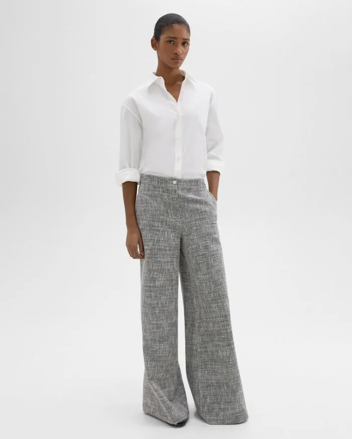 Theory WideLeg Carpenter Pant In Canvas Tweed Black Multi Women Pants Theory WideLeg Carpenter Pant In Canvas Tweed Black Multi Women Pants