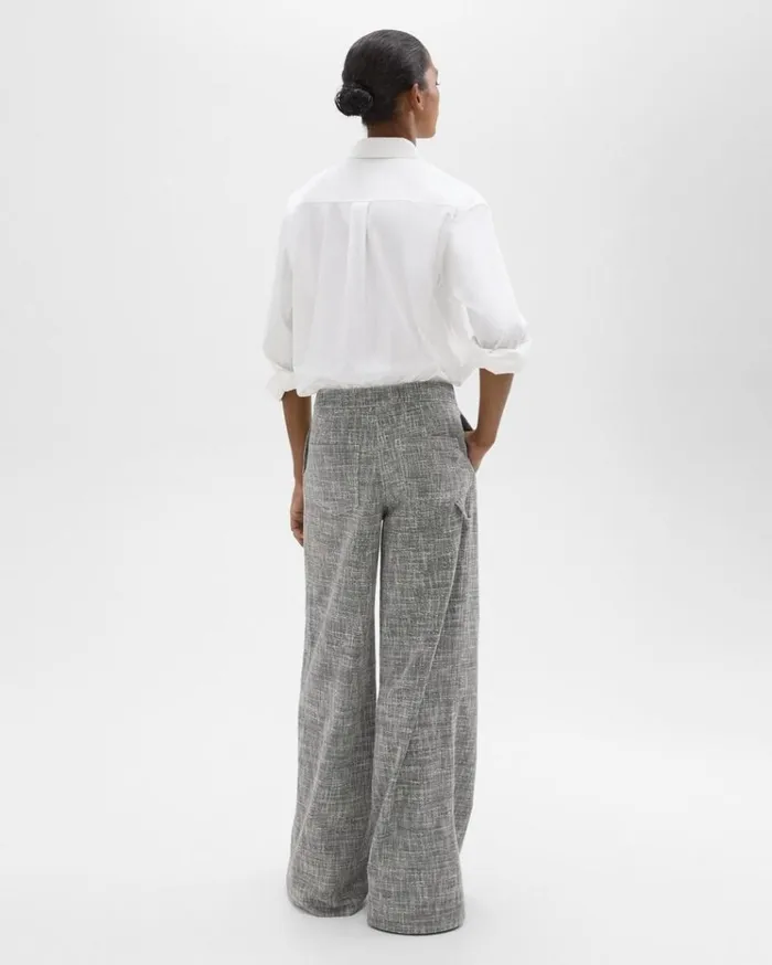 Theory WideLeg Carpenter Pant In Canvas Tweed Black Multi Women Pants Theory WideLeg Carpenter Pant In Canvas Tweed Black Multi Women Pants