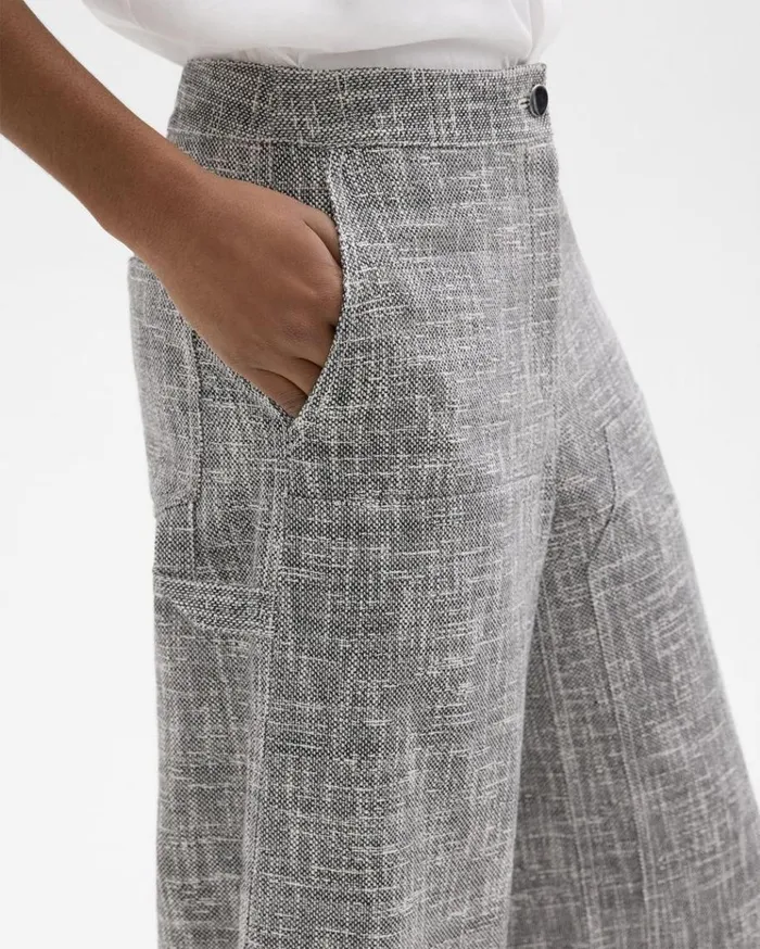 Theory WideLeg Carpenter Pant In Canvas Tweed Black Multi Women Pants Theory WideLeg Carpenter Pant In Canvas Tweed Black Multi Women Pants