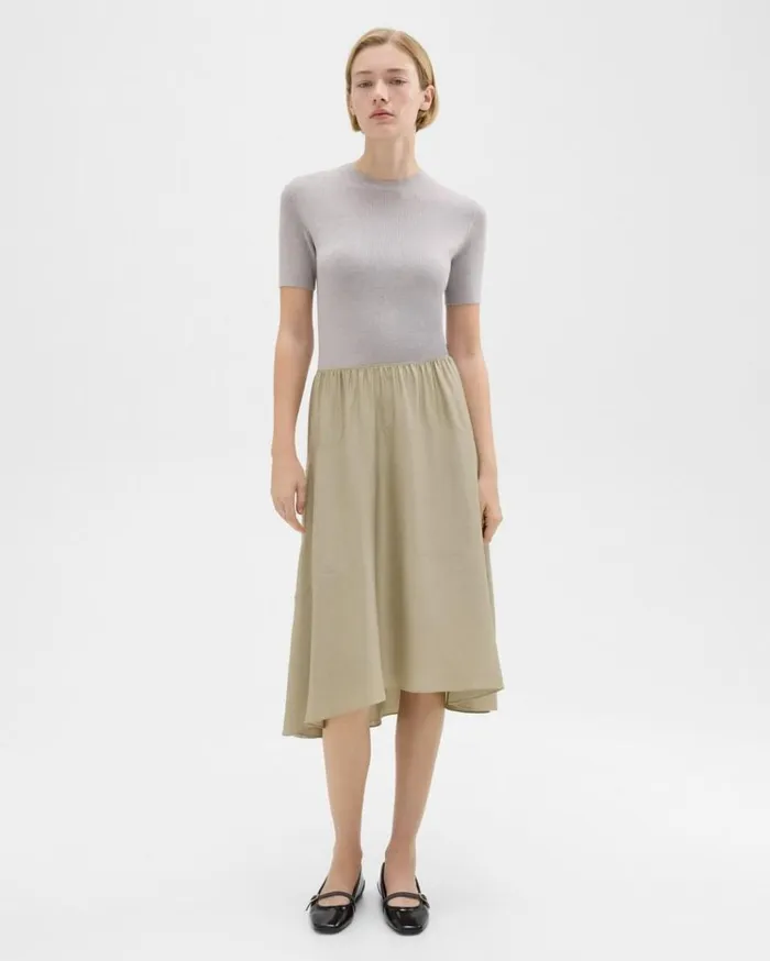 Theory WoolViscose Combo Dress Warm Silverlight Fossil Women Dresses