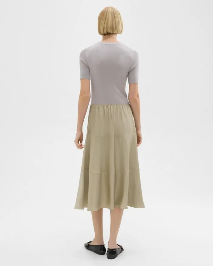 Theory WoolViscose Combo Dress Warm Silverlight Fossil Women Dresses