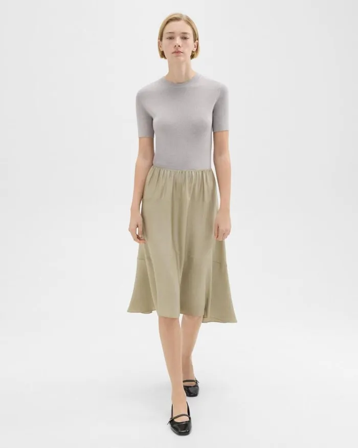 Theory WoolViscose Combo Dress Warm Silverlight Fossil Women Dresses
