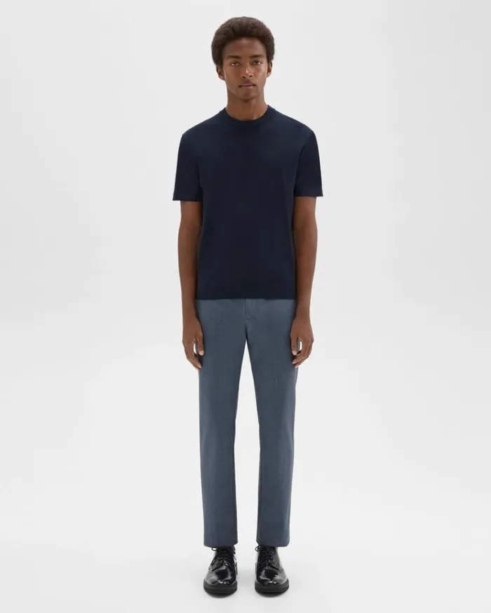 Theory Zaine Pant In Printed Precision Ponte Dusty Blue Mel Men Suits