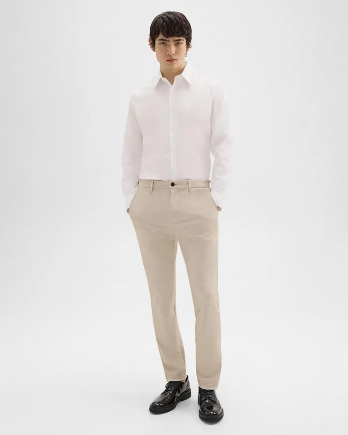 Theory Zaine Pant In Printed Precision Ponte Sand Multi Men Suits