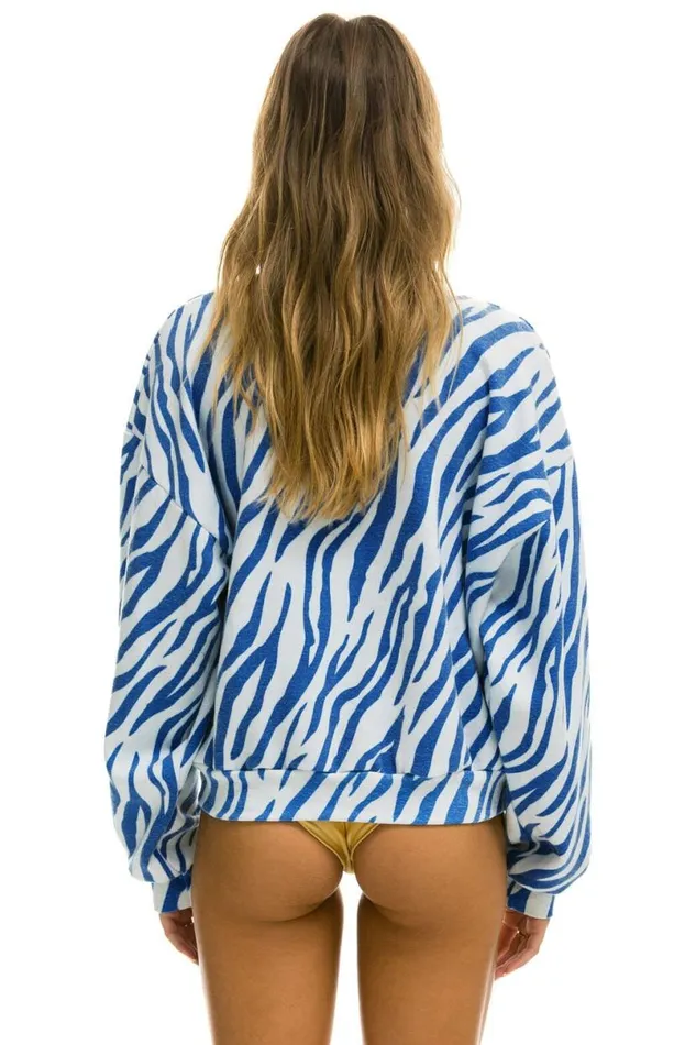 Tiger Relaxed Fit Crew Sweatshirt 8211 Blue Tiger WomenMen Aviator Nation Sweatshirts