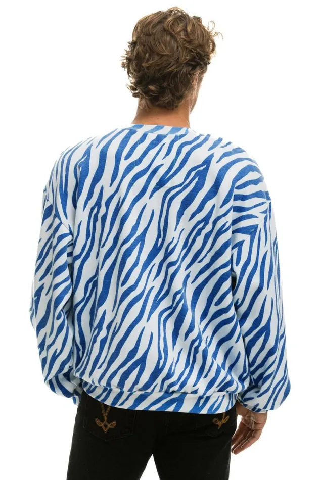 Tiger Relaxed Fit Crew Sweatshirt 8211 Blue Tiger WomenMen Aviator Nation Sweatshirts