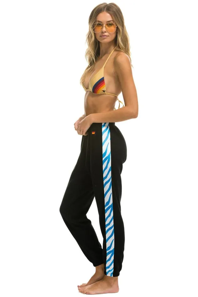 Tiger Stripe Sweatpants 8211 Black Blue Tiger Women Aviator Nation Sweatpants