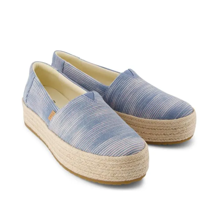 Toms Alpargatas Valencia Platform Espadrille Pastel Blue Novelty Denim 8211 Women