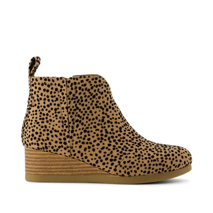 Toms Boots and Booties Clare Kids Wedge Boot Toffee Flocked Mini Cheetah 8211 Kids Toms Boots and Booties Clare Kids Wedge Boot Toffee Flocked Mini Cheetah 8211 Kids