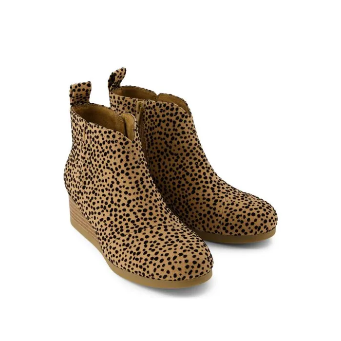 Toms Boots and Booties Clare Kids Wedge Boot Toffee Flocked Mini Cheetah 8211 Kids Toms Boots and Booties Clare Kids Wedge Boot Toffee Flocked Mini Cheetah 8211 Kids