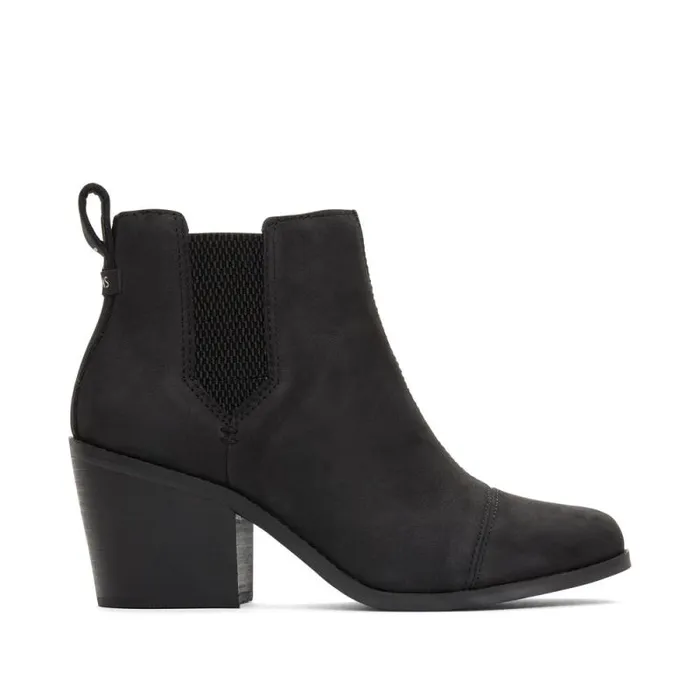 Toms Boots and Booties Everly Heeled Boot Black Leather 8211 Women