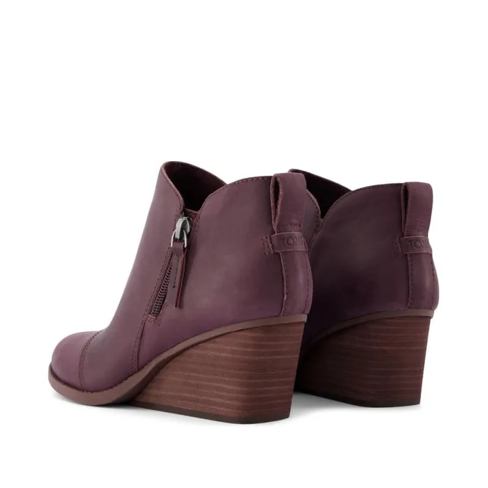 Toms Boots and Booties Goldie Wedge Ankle Bootie Blackberry Leather 8211 Women