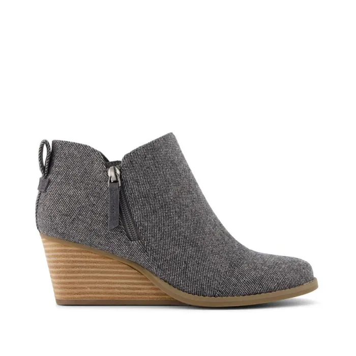 Toms Boots and Booties Goldie Wedge Boot Dark Grey Shimmer Twill 8211 Women