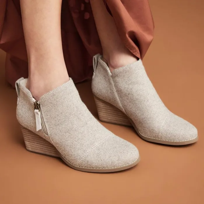 Toms Boots and Booties Goldie Wedge Boot Natural Glimmer 8211 Women Toms Boots and Booties Goldie Wedge Boot Natural Glimmer 8211 Women