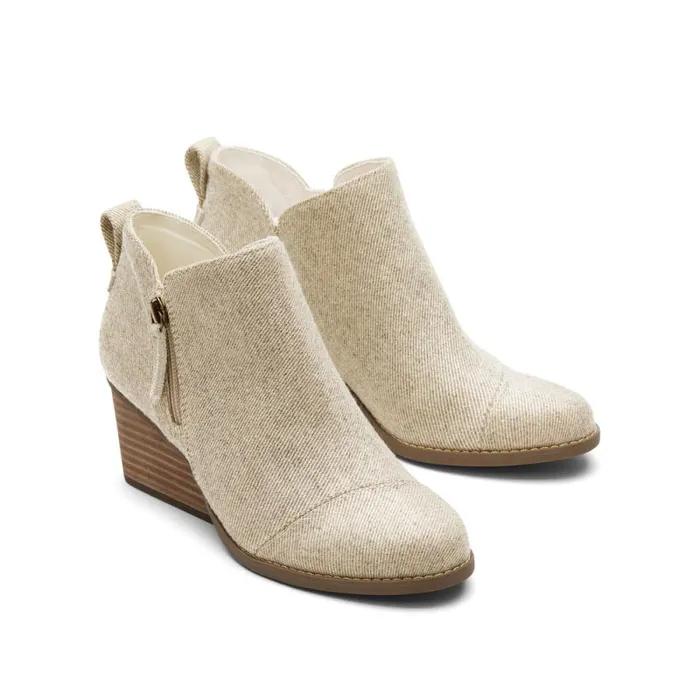 Toms Boots and Booties Goldie Wedge Boot Natural Glimmer 8211 Women Toms Boots and Booties Goldie Wedge Boot Natural Glimmer 8211 Women