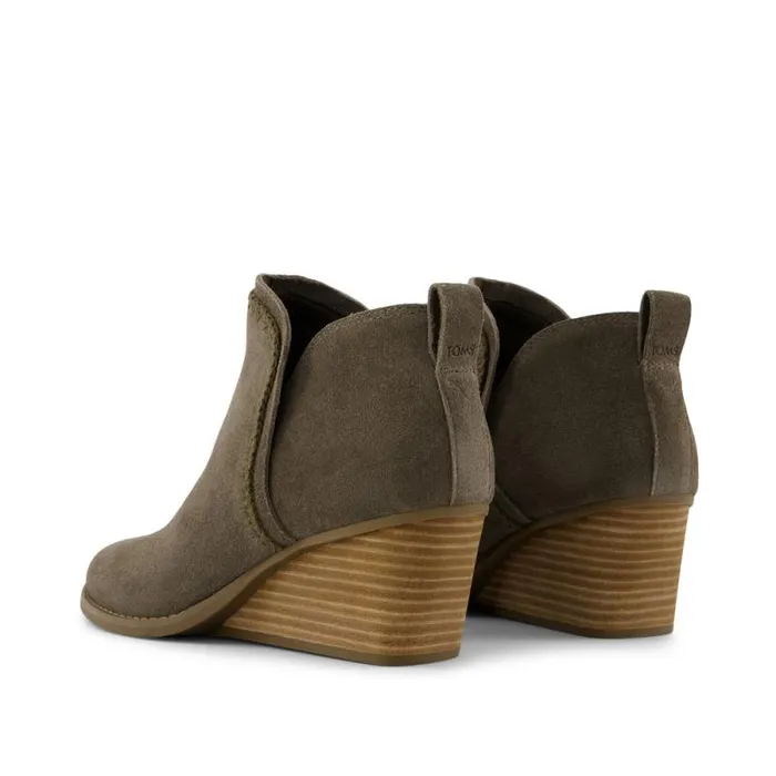Toms Boots and Booties Kaia Wedge Ankle Boot Suede Green 8211 Women