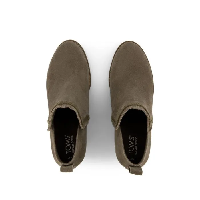 Toms Boots and Booties Kaia Wedge Ankle Boot Suede Green 8211 Women