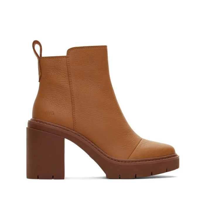 Toms Boots and Booties Rya Heeled Boot Tan Leather 8211 Women